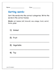 Sort the words into the correct categories. Write the words in the correct boxes.