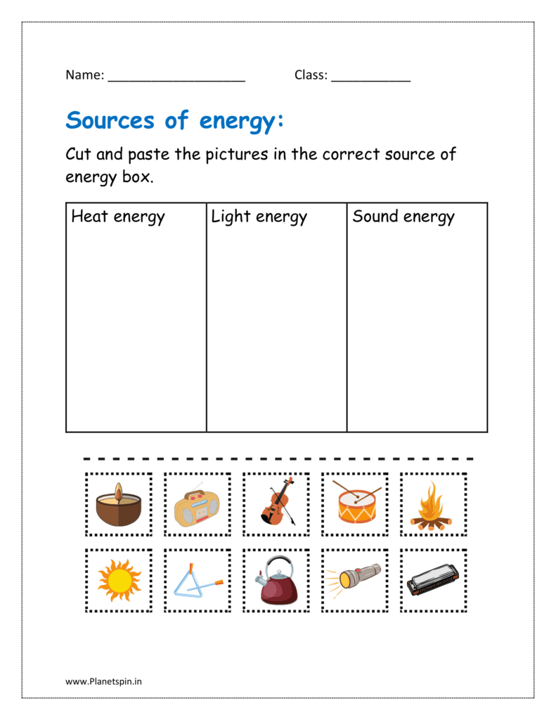 heat light and sound energy worksheets pdf