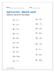 Subtract and write the answer in the boxes.