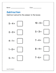 Complete the single digit subtraction.