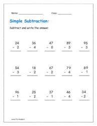 3-digit and 2-digit subtraction worksheet without burrowing