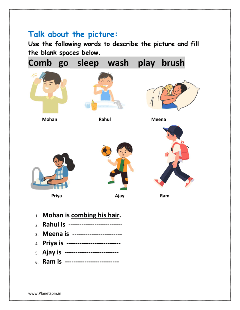 picture description worksheet