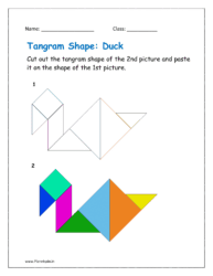 Duck tangram: Cut out 2nd shape and paste on the 1st shape