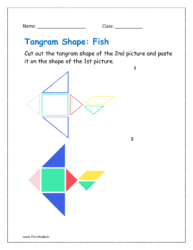 Fish tangram: download the free tangram puzzles worksheet and Cut out 2nd shape and paste on the 1st shape