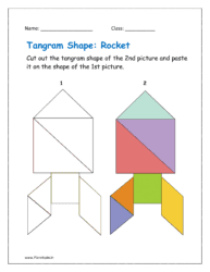 Rocket tangram: download the free tangram puzzles worksheet and Cut out 2nd shape and paste on the 1st shape