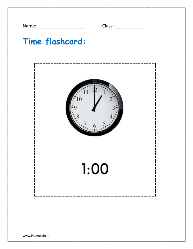 Time flashcards: 1:00