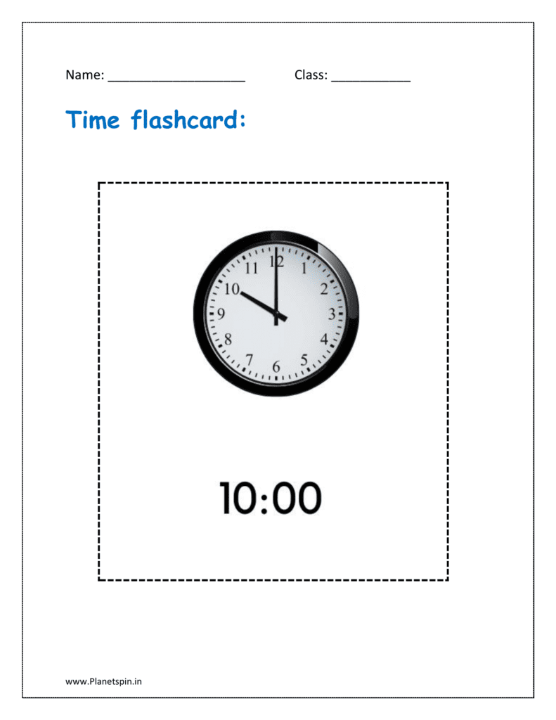 Time flashcards: 10:00