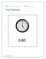 Time flashcard: 5:00