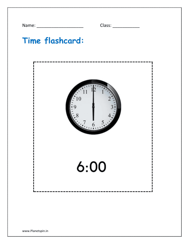 Time flashcards: 6:00