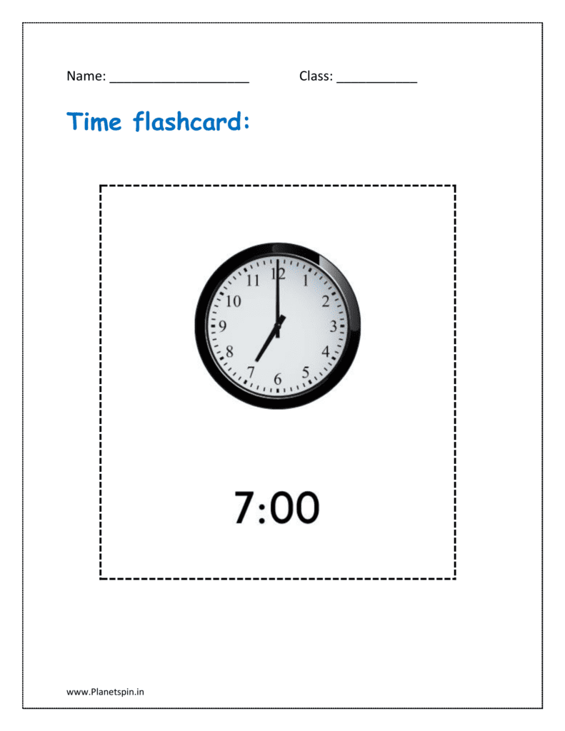 Time flashcards: 7:00