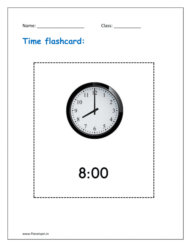 Time flashcard: 8:00