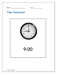 Time flashcard: 9:00