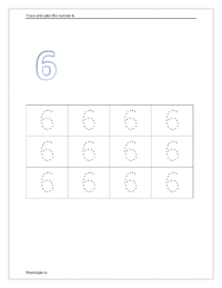 Tracing number 6 worksheet | Tracing and writing number 6