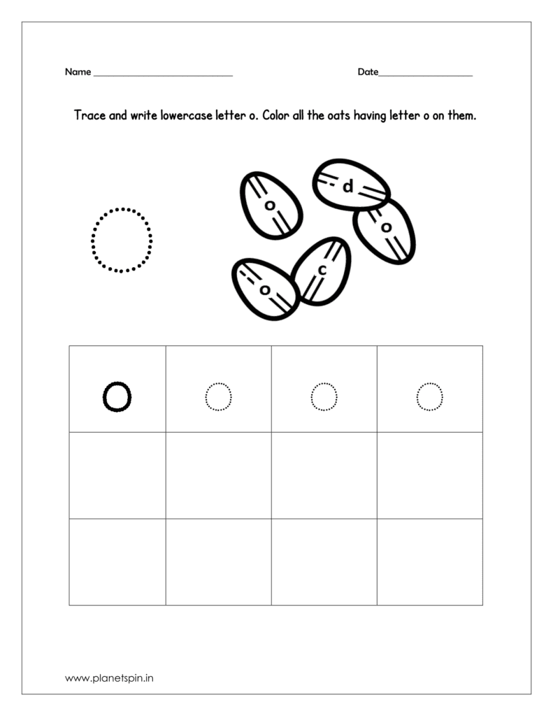 Color all the oats which are having lowercase letter O on them.