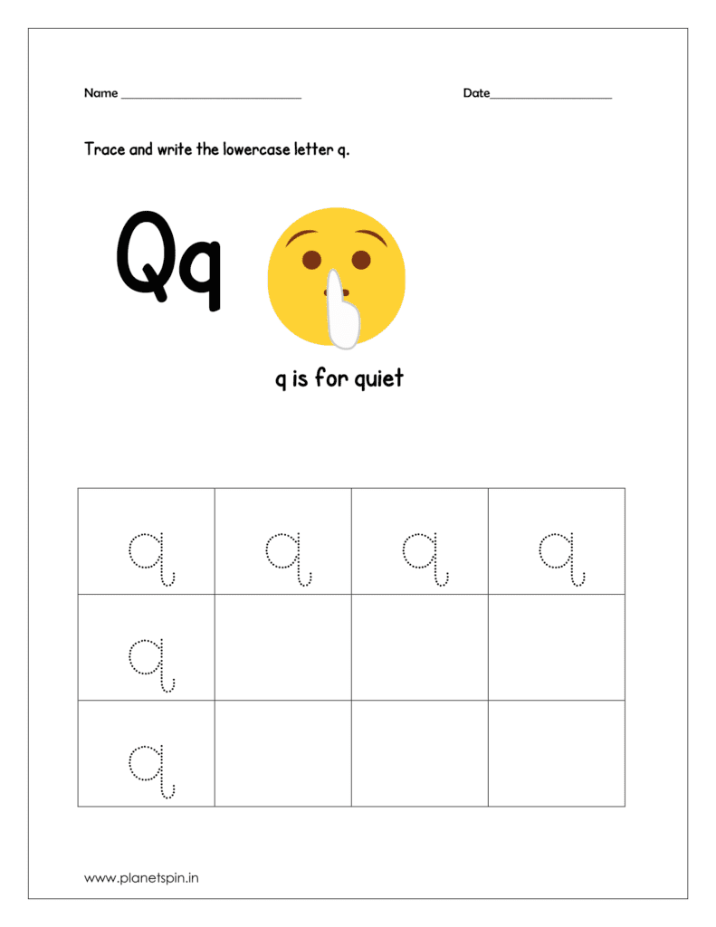 Trace and write lowercase letter q