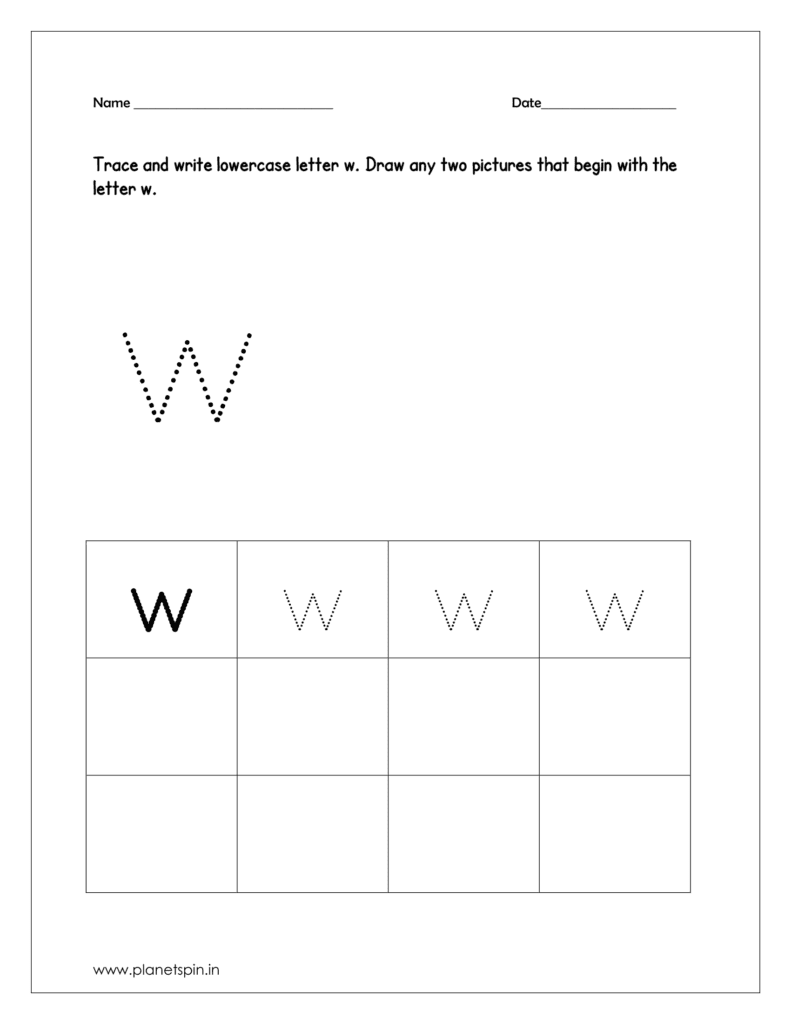 And draw any two pictures that begin with the letter w and color the pictures too.