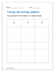 Trace and write the number 1 in all the rows