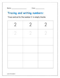 Trace and write the number 2 in all the rows