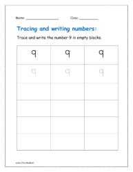 Trace and write the number 9 in all the rows