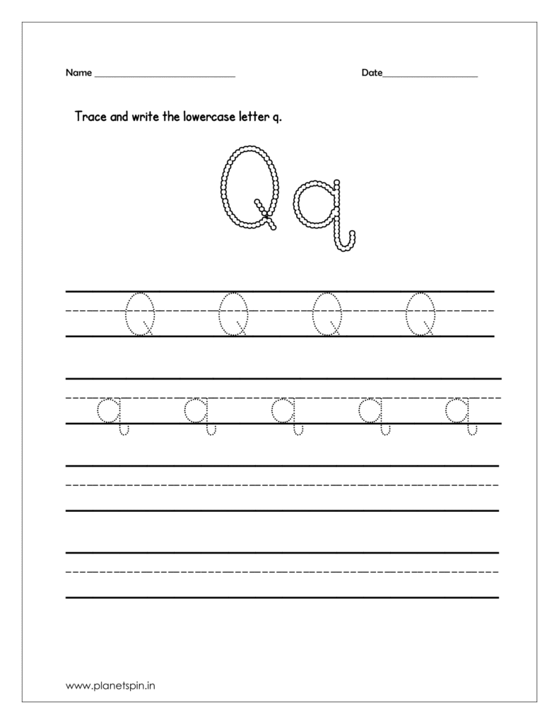 Trace and write uppercase and lowercase letter q in the free printables