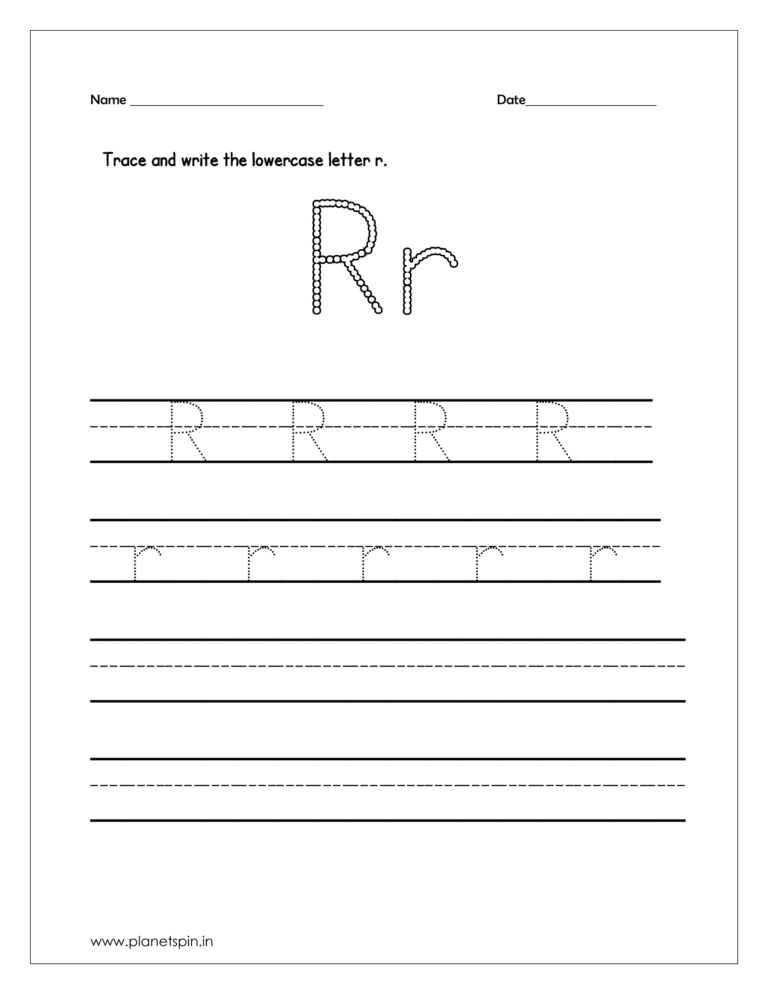 Letter r practice sheet | Planetspin.in