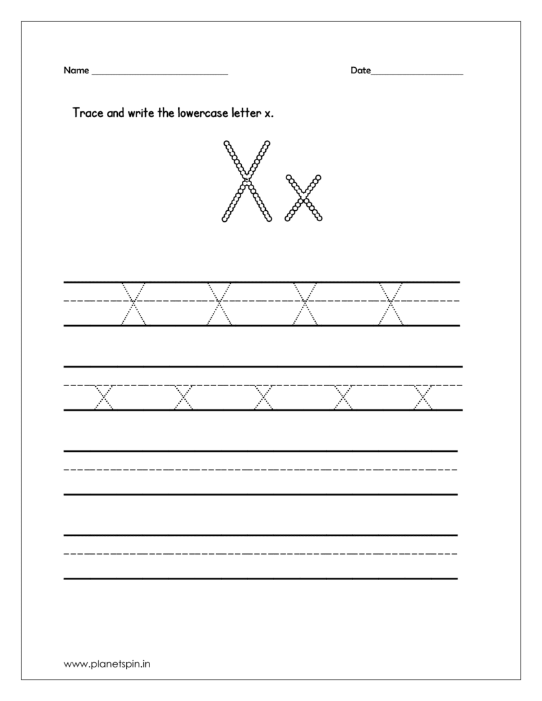 Tracing the uppercase and lowercase letter x 