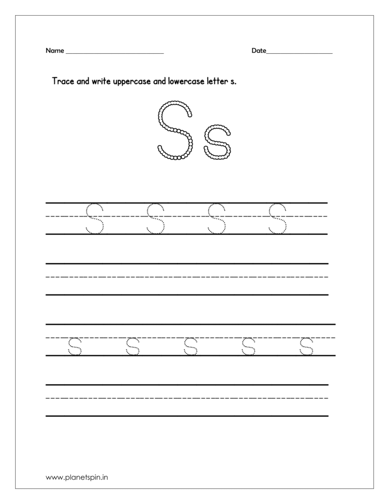 Letter s worksheet preschool | Planetspin.in