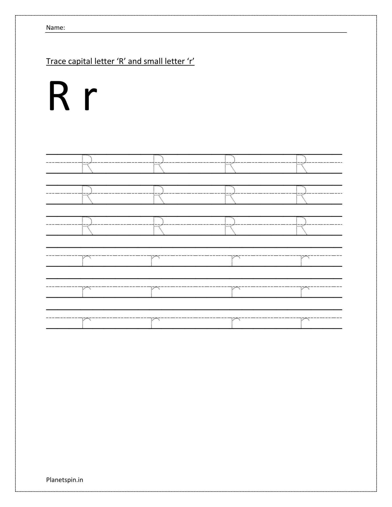 Letter r practice sheet | Planetspin.in