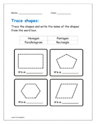 Write the name of the shapes from the word box.