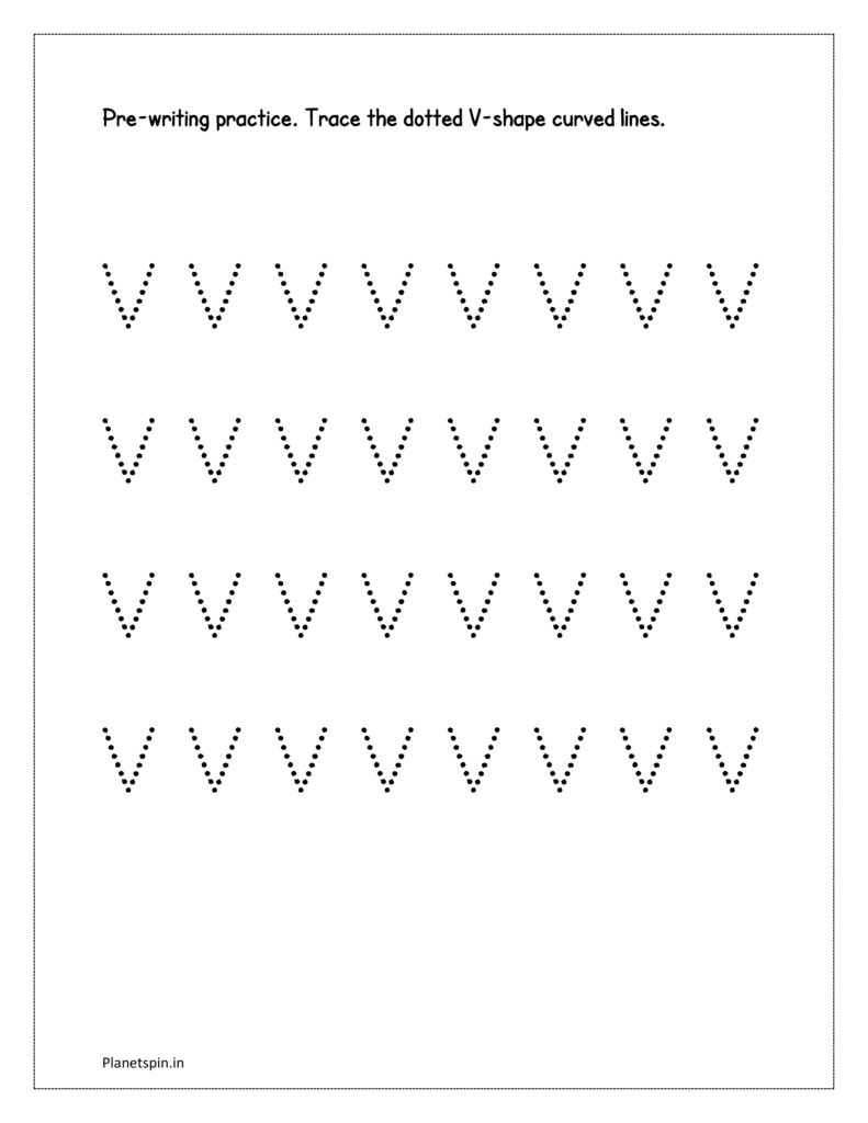 Trace the dotted V shape curved lines 