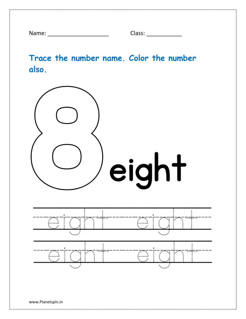 8: Trace the number name for eight