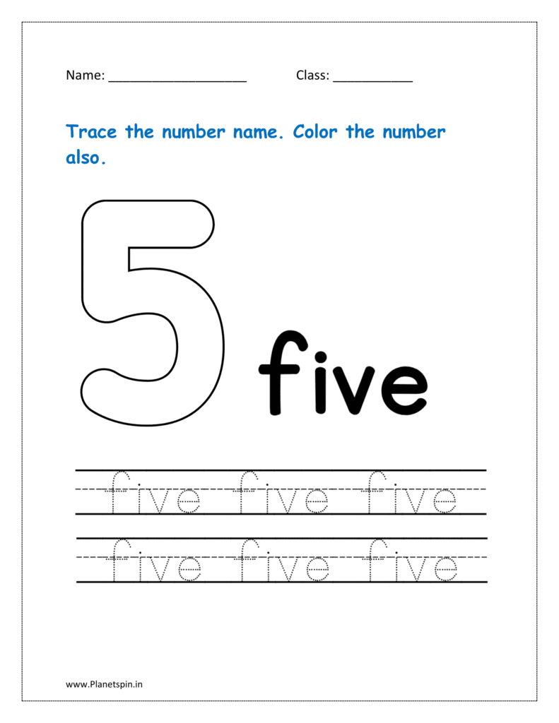 5: Trace the number name for five