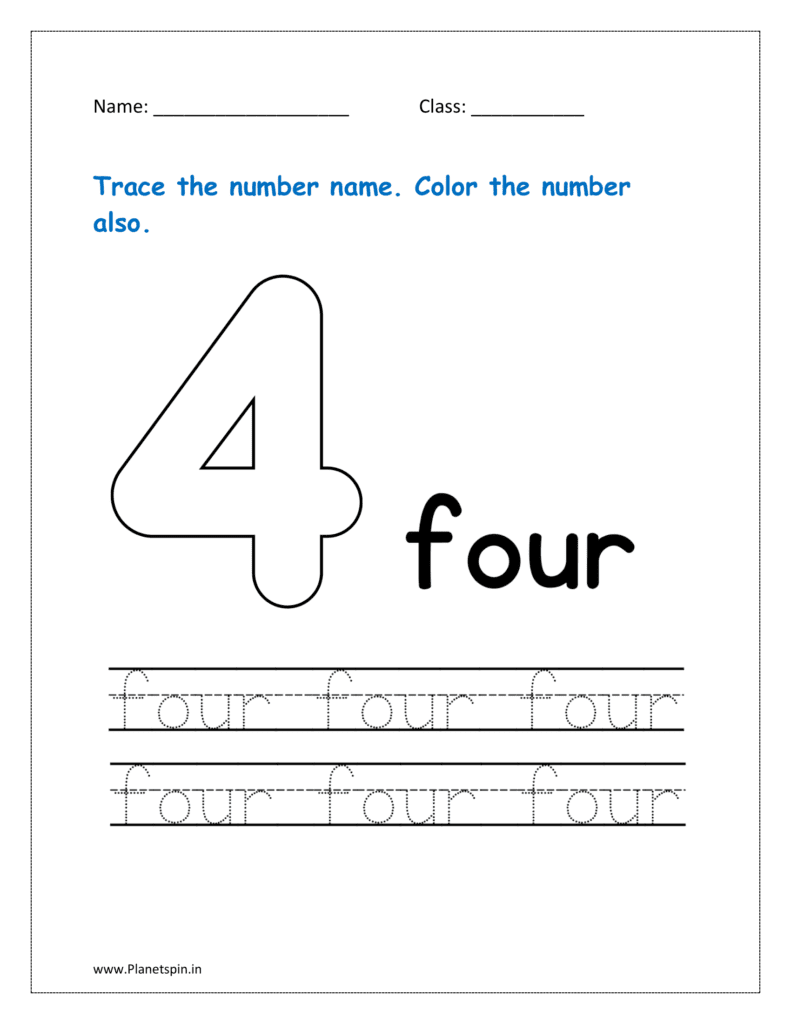 4: Trace the number name for four