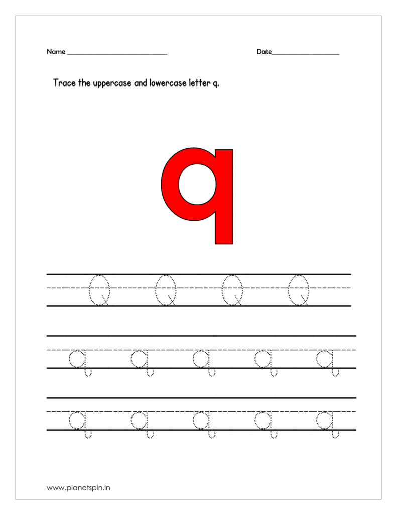 Trace the uppercase and lowercase letter q in the free printables