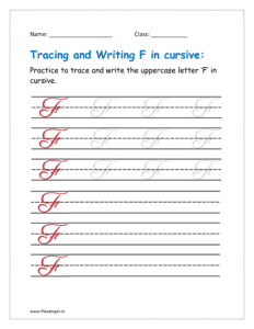 5. Trace and write uppercase letter F in cursive writing