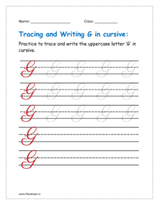 5. Trace and write uppercase letter G in cursive writing