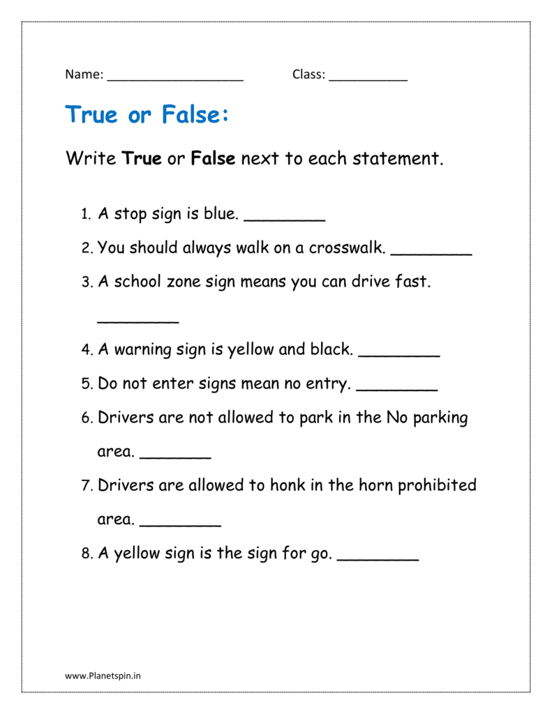 Write True or False next to each statement