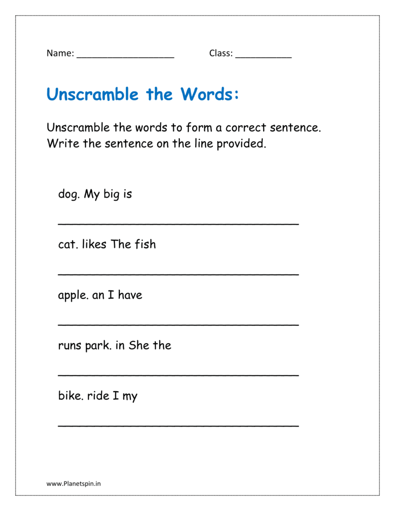 Unscramble the words to form a correct sentence.