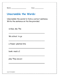 Unscramble the words to form a correct sentence.