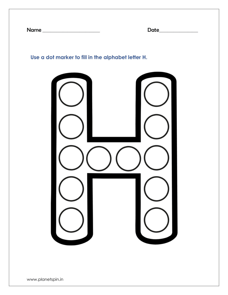 H dot marker worksheet