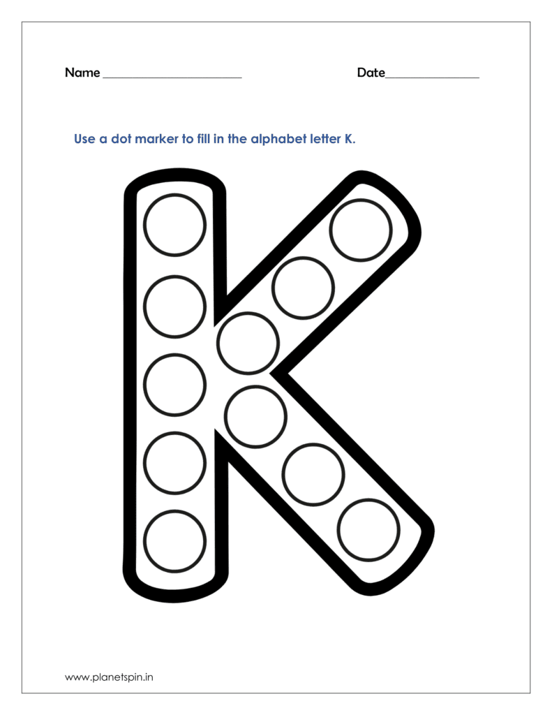 K: Use a dot marker to fill in the letter K