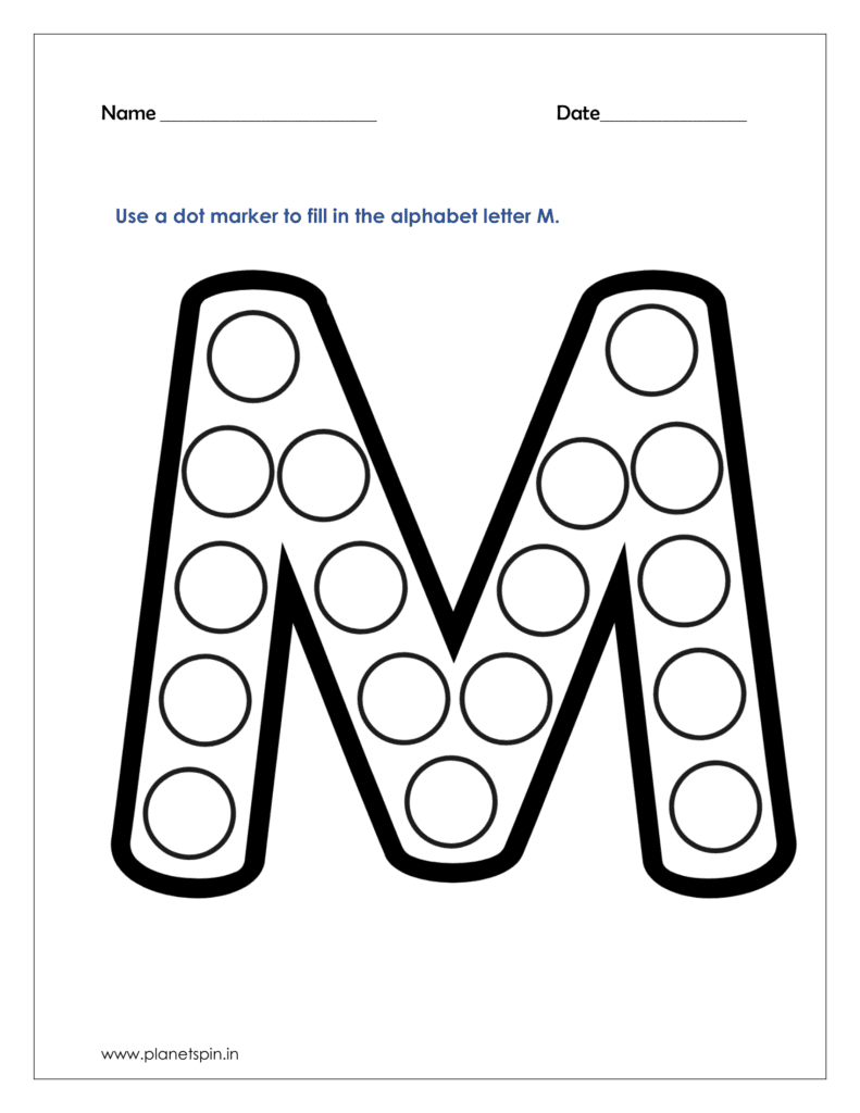 M dot marker worksheet