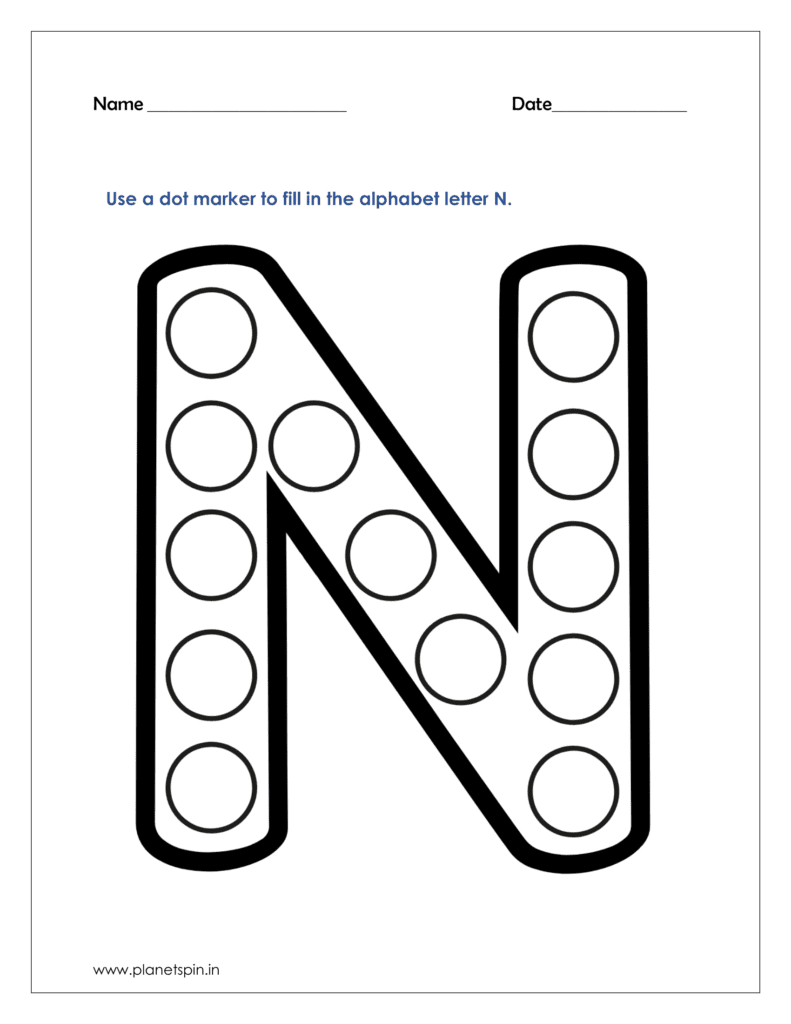 M: Use a dot marker to fill in the letter N