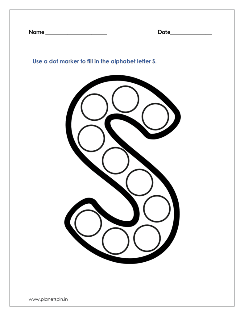 S dot marker printable worksheet free