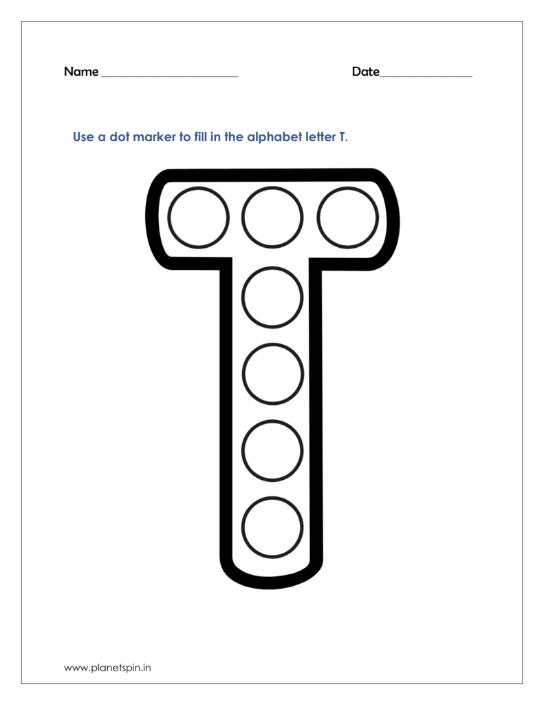 T dot marker worksheet