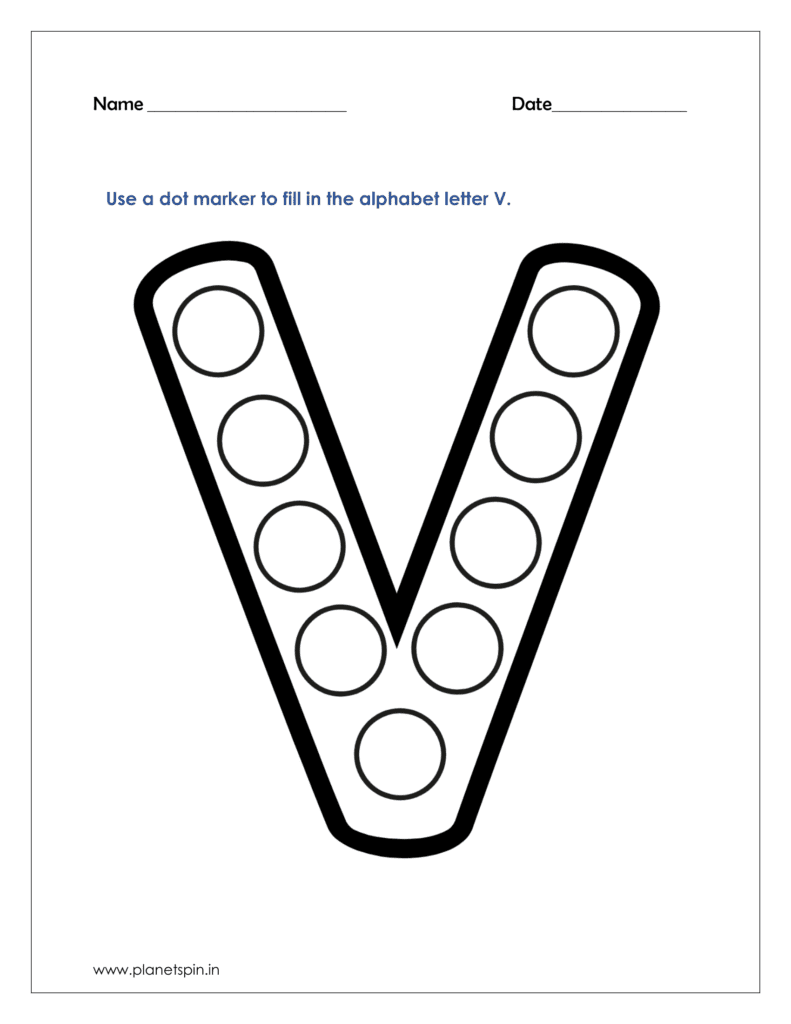 V dot marker printable worksheet free