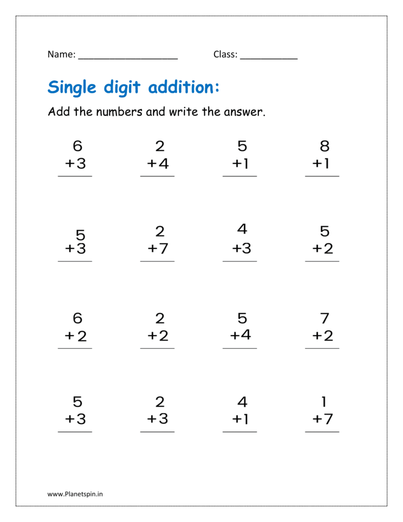 vertical addition worksheets