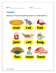 a vowel sound words with pictures