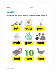 e vowel sound words with pictures