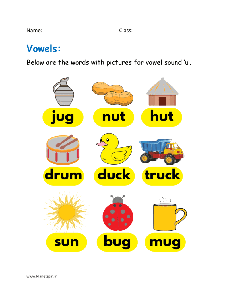 u vowel sound words with pictures